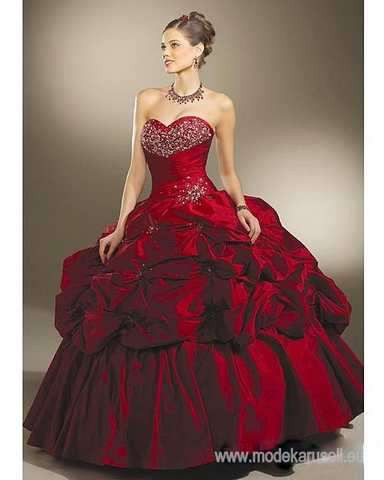 Dunkelrotes Duchesse Ballkleid Brautkleid Abendkleid 2012 Gr.34 bis Gr.64 von Modekarusell